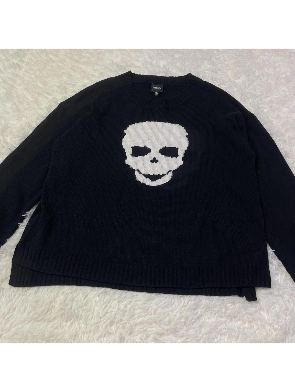 Goth Skull Sweater XXL Women's Black Wallpapher